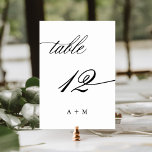Romantic Calligraphy Wedding Number 12, Table Number<br><div class="desc">Table 12. Please check all available numbers. | Romantic and elegant swirly calligraphy wedding table number with monograms.  For more advanced customization of this design,  please click the BLUE DESIGN TOOL BUTTON above!</div>