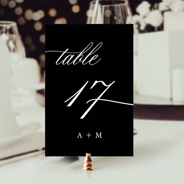 Romantic Calligraphy Wedding Number 17, Black Table Number (Creator Uploaded)