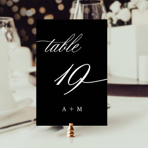 Romantic Calligraphy Wedding Number 19, Black Table Number
