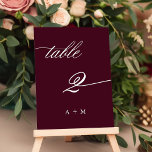 Romantic Calligraphy Wedding Number 2, Burgundy  Table Number<br><div class="desc">Table 2. Please check all available numbers. | Romantic and elegant swirly calligraphy wedding table number.  For more advanced customization of this design,  please click the BLUE DESIGN TOOL BUTTON above!</div>