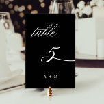 Romantic Calligraphy Wedding Number 5, Black Table Number<br><div class="desc">Table 5. Please check all available numbers. | Romantic and elegant swirly calligraphy wedding table number with initials.  For more advanced customization of this design,  please click the BLUE DESIGN TOOL BUTTON above!</div>