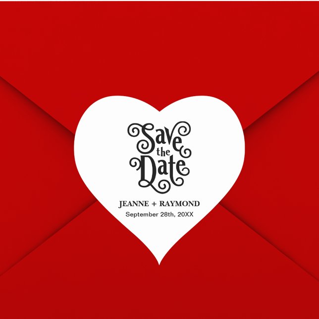 Romantic Calligraphy Wedding Save the Date Heart Sticker (Creator Uploaded)