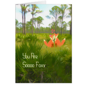 Romantic Card with Two Foxes