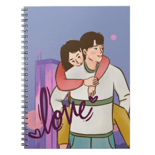 Romantic Cartoon Notebook - Cute Couple 