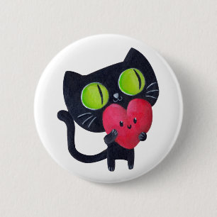 Romantic Cat - custom text - 2 Inch Round Button