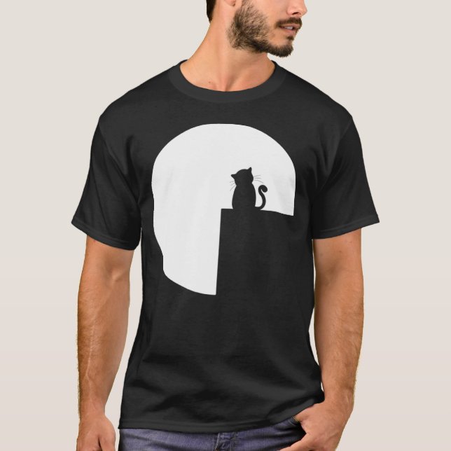 Romantic Cat Full Moon T-Shirt (Front)