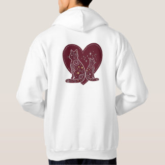 Romantic Cat Heart Design Hoodie