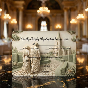 Romantic Cathedral Garden Old World RSVP Card