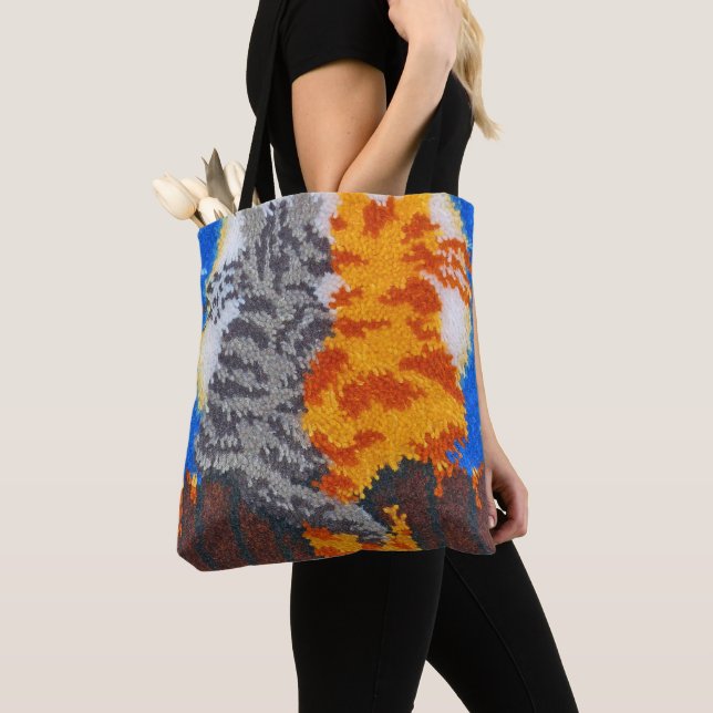 Romantic Cats Latch Hook Tote Bag (Close Up)
