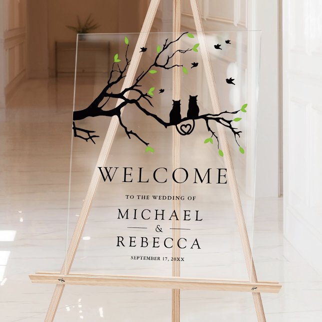 Romantic Cats Wedding Welcome Acrylic Sign (Creator Uploaded)