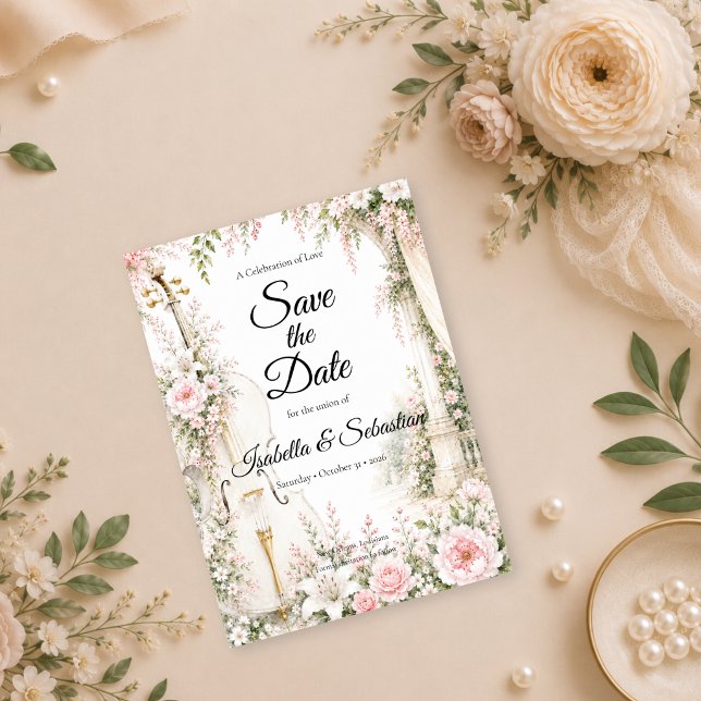 Romantic Cello Garden Serenity Wedding Save The Date (Creator Uploaded)