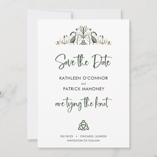 Romantic Celtic Love Knot Wedding Save The Date (Front)