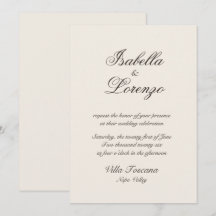 Romantic Challigraphy Tuscan Wedding Invitations