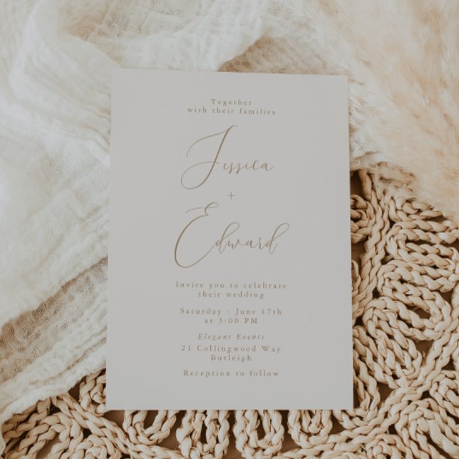 Romantic Champagne and Gold Wedding Invitation (Creator Uploaded)