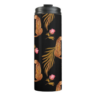 Romantic cheetahs: watercolor seamless pattern. thermal tumbler