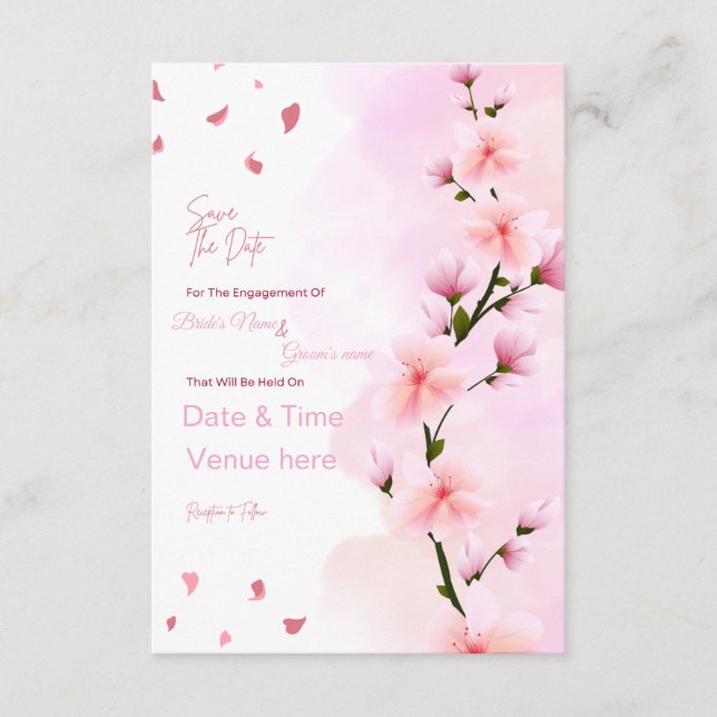 Romantic Cherry Blossom Engagement Save the Date C Invitation (Front)