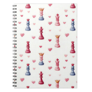 Romantic Chess Hearts Pattern Notebook