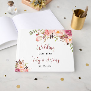 Romantic Chic Blush Rose Memory Signature Guest Book