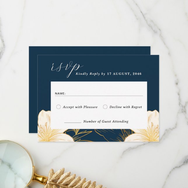 Romantic Chic Classic Floral Wedding RSVP Card (Front/Back In Situ)