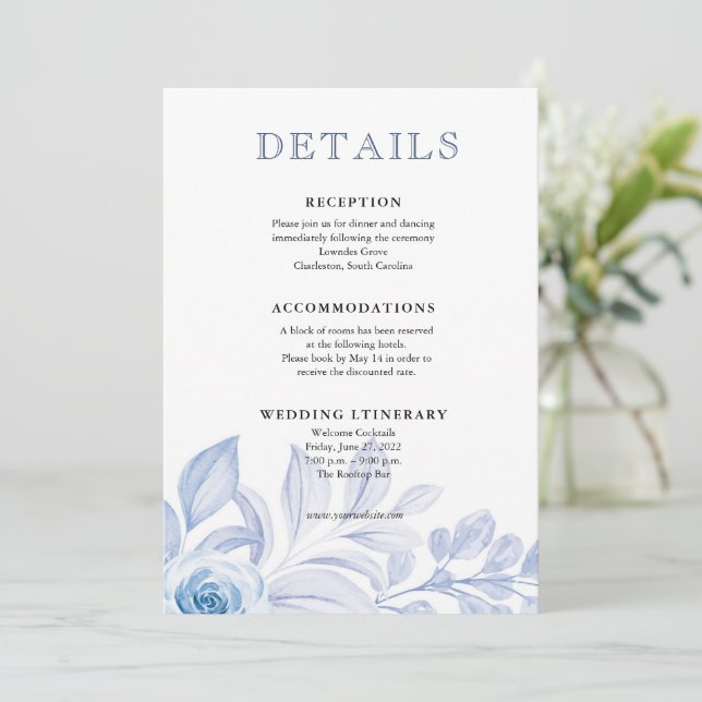 Romantic Chic Floral Wedding Enclosure cards (Standing Front)