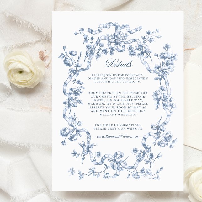 Romantic Chic French Rose Botanical Wedding Enclosure Card (Creator Uploaded)