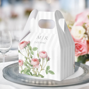 Romantic Chic French Rose Botanical Wedding Favor Box