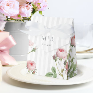 Romantic Chic French Rose Botanical Wedding Favor Box