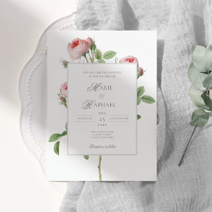 Romantic Chic French Rose Botanical Wedding Invitation
