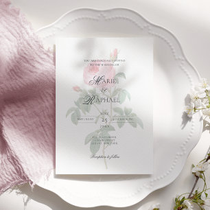 Romantic Chic French Rose Botanical Wedding Invitation