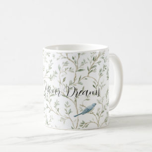 Romantic Chic Pretty Blue Birds Flowers Coffee Mug