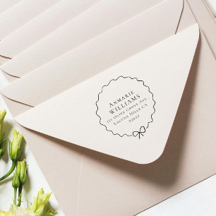 Romantic Chic Ribbon Round Return Address Rubber Stamp