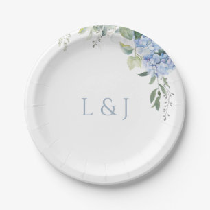 Romantic Chic White Floral Hydrangea Wedding  Paper Plate