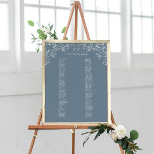 Romantic Chinoiserie Antique Blue Seating Chart