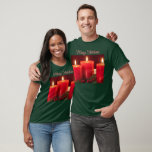 Romantic Christmas Candles T-Shirt<br><div class="desc">Wear it to casual Christmas gatherings, or to keep the Christmas spirit going as you run errands. There are many more products with this image right here in my store BoogieSpirit. This is an AI image generated by me in Leonardo.ai.</div>