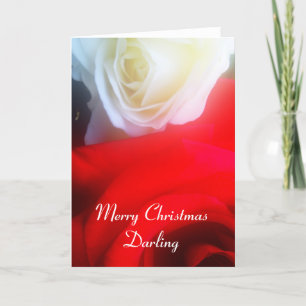 Romantic Christmas Card Red and White Roses