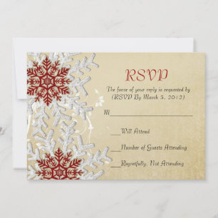 Romantic Christmas Snowflakes RSVP card