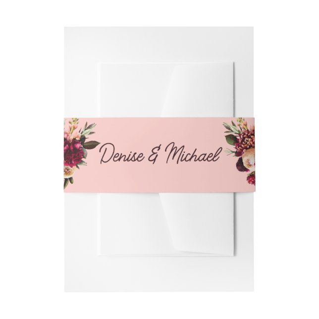 Romantic Chrysanthemum Invitation Belly Band (Front Example)