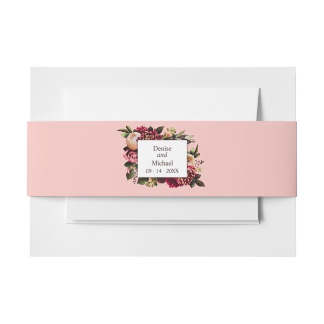 Romantic Chrysanthemum Invitation Belly Band (Front Example)