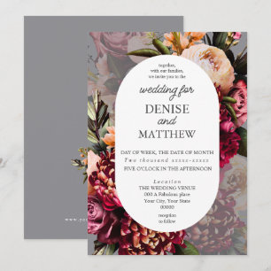Romantic Chrysanthemum on Chiseled Stone Wedding Invitation