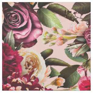 Romantic Chrysanthemum on Gossamer Pink Fabric