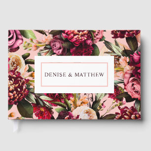 Romantic Chrysanthemum on Gossamer Pink Guest Book