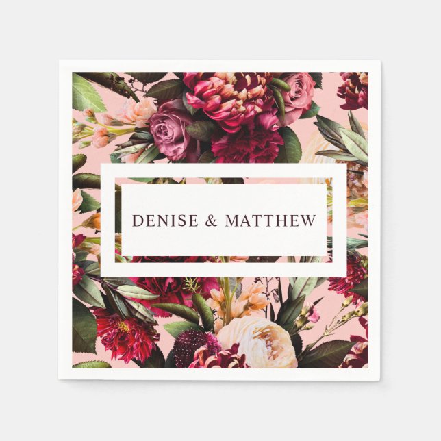 Romantic Chrysanthemum on Gossamer Pink Napkin (Front)