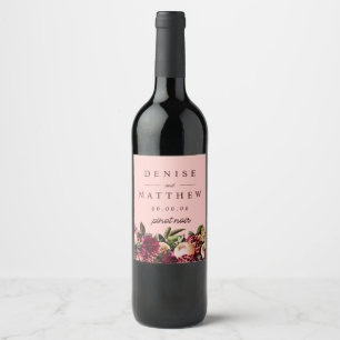 Romantic Chrysanthemum on Gossamer Pink Wine Label