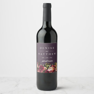 Romantic Chrysanthemum on Midnight Plum Wine Label