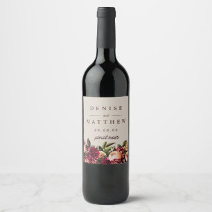 Romantic Chrysanthemum on Perfectly Pale Beige Wine Label