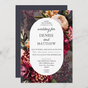 Romantic Chrysanthemum on Polar Night Wedding Invitation
