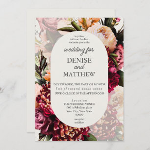 Romantic Chrysanthemum on Snow White Invitation