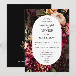 Romantic Chrysanthemum on True Black Invitation