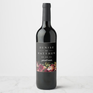 Romantic Chrysanthemum on True Black Wine Label