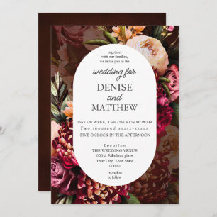 Romantic Chrysanthemum on Wine Wedding Invitation